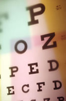 Picture of letters in different sizes for eye exam.