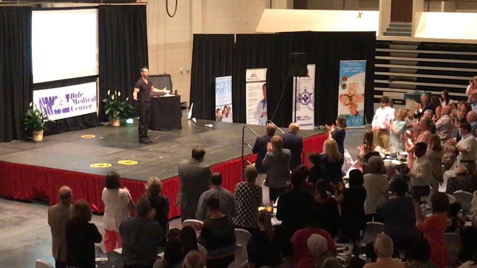 L.D. McLaughlin talking on stage at 2017 L.D. McLaughlin Event